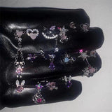 Pink Crystal Heart Bear Stud Earrings Purple Wings Cartilage Ear Studs