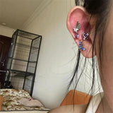 Pink Crystal Heart Bear Stud Earrings Purple Wings Cartilage Ear Studs