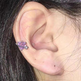 Pink Crystal Heart Bear Stud Earrings Purple Wings Cartilage Ear Studs