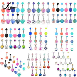 3-16pc/Set Surgical Steel Crystal Belly Button Rings