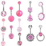 3-16pc/Set Surgical Steel Crystal Belly Button Rings