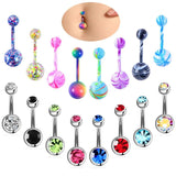 3-16pc/Set Surgical Steel Crystal Belly Button Rings