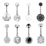 3-16pc/Set Surgical Steel Crystal Belly Button Rings