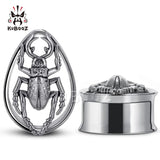 Stainless Steel Scarab Ear Tunnels Gauges Plugs Earrings Piercing 2PCS