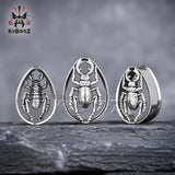 Stainless Steel Scarab Ear Tunnels Gauges Plugs Earrings Piercing 2PCS