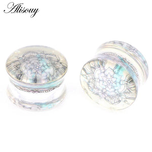 2pcs Acrylic Flower Cross Ear Gauges Tunnels Plugs Flesh Stretcher Earrings Pier
