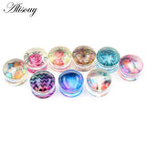 2pcs Acrylic Flower Cross Ear Gauges Tunnels Plugs Flesh Stretcher Earrings Pier