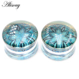 2pcs Acrylic Flower Cross Ear Gauges Tunnels Plugs Flesh Stretcher Earrings Pier