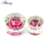 2pcs Acrylic Flower Cross Ear Gauges Tunnels Plugs Flesh Stretcher Earrings Pier