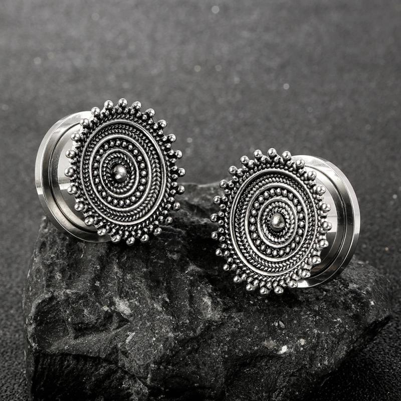 Giga 2PCS Vintage Stainless Steel Ear Plugs for Earlobe