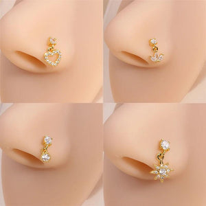 Heart Shaped Dangle Nose Ring Ball Pin Nose Stud