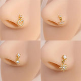 Heart Shaped Dangle Nose Ring Ball Pin Nose Stud
