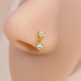 Heart Shaped Dangle Nose Ring Ball Pin Nose Stud