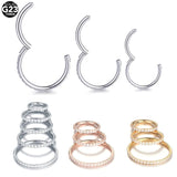 Titanium CZ Nose Ring Body Clip Hoop 16G