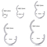 Titanium CZ Nose Ring Body Clip Hoop 16G
