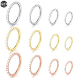 Titanium CZ Nose Ring Body Clip Hoop 16G