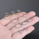 Titanium CZ Nose Ring Body Clip Hoop 16G