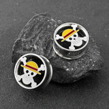Stainless Steel Ear Gauges Plugs Skull Ear Hangers Tunnels Piercing