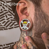 Stainless Steel Ear Gauges Plugs Skull Ear Hangers Tunnels Piercing