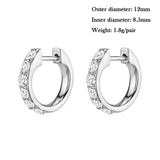 Zircon Double Hoop Earrings - Plated Chain Dangle