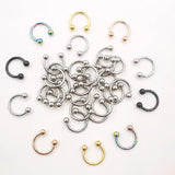 20 Pcs 16G Stainless Circular Barbells Horseshoe Nose Lip Ring Eyebrow Studs