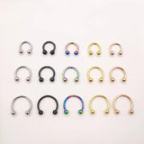 20 Pcs 16G Stainless Circular Barbells Horseshoe Nose Lip Ring Eyebrow Studs