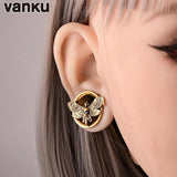 2PCS 8-22mm Stainless Steel Death Moth Ear Gauges Plugs Ear Tunnels