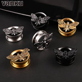 2PCS 8-22mm Stainless Steel Death Moth Ear Gauges Plugs Ear Tunnels