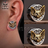 Stainless Steel Cat Ear Expanders Tunnels Plugs Body Piercing Jewelry