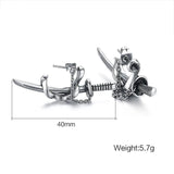 Men's Samurai Sword Stud Earrings Stainless Steel Punk Style