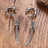 Men's Samurai Sword Stud Earrings Stainless Steel Punk Style