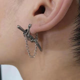 Men's Samurai Sword Stud Earrings Stainless Steel Punk Style