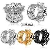 2PCS 8-16mm Hollow Flowers Tunnels Ear Plugs Gauges for Stretched Earlobe