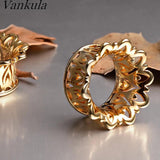 2PCS 8-16mm Hollow Flowers Tunnels Ear Plugs Gauges for Stretched Earlobe