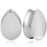 2PCS Stainless Steel Water Drop Ear Tunnels Teardrop Gauge Body Piercing Jewelry