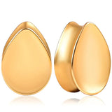 2PCS Stainless Steel Water Drop Ear Tunnels Teardrop Gauge Body Piercing Jewelry