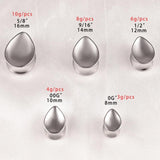 2PCS Stainless Steel Water Drop Ear Tunnels Teardrop Gauge Body Piercing Jewelry