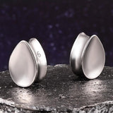 2PCS Stainless Steel Water Drop Ear Tunnels Teardrop Gauge Body Piercing Jewelry