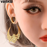 Vanku 2PC Stainless Steel Ear Hangers for Tunnels Lightweight Dangle Earr