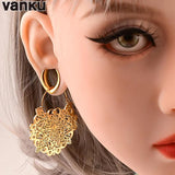 Vanku 2PC Stainless Steel Ear Hangers for Tunnels Lightweight Dangle Earr