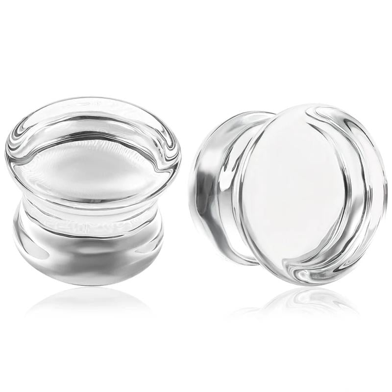 2pcs Glass Colorful Ear Piercing Plugs Gauges Body Jewelry Tunnels