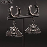 Vanku 2PCS Moth Saddle Ear Plugs Stainless Steel Gauges Tunnels