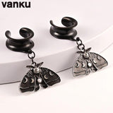 Vanku 2PCS Moth Saddle Ear Plugs Stainless Steel Gauges Tunnels