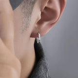 Men Stainless Steel Hoop Irregular Ear Buckle Earring Punk Stud Jewelry