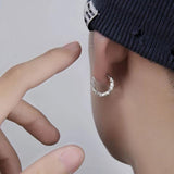 Men Stainless Steel Hoop Irregular Ear Buckle Earring Punk Stud Jewelry