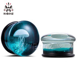 Glass Jellyfish Ear Expander Plugs Gauges Tunnels Piercing Earrings 2PCS