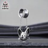 Cat Ear Tunnels Gauges Plugs Pendant Stainless Steel Earring Set