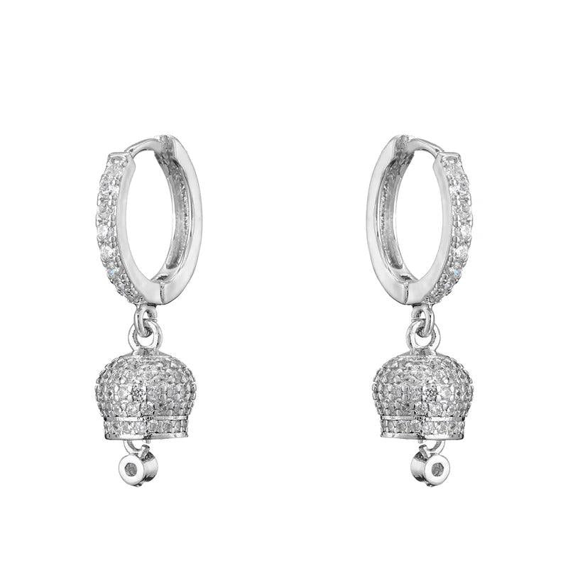 Small Bell Earrings, Jingle Bell Jewelry, Rhinestone
