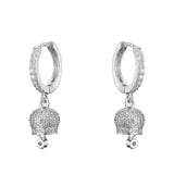 Small Bell Earrings, Jingle Bell Jewelry, Rhinestone