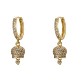 Small Bell Earrings, Jingle Bell Jewelry, Rhinestone